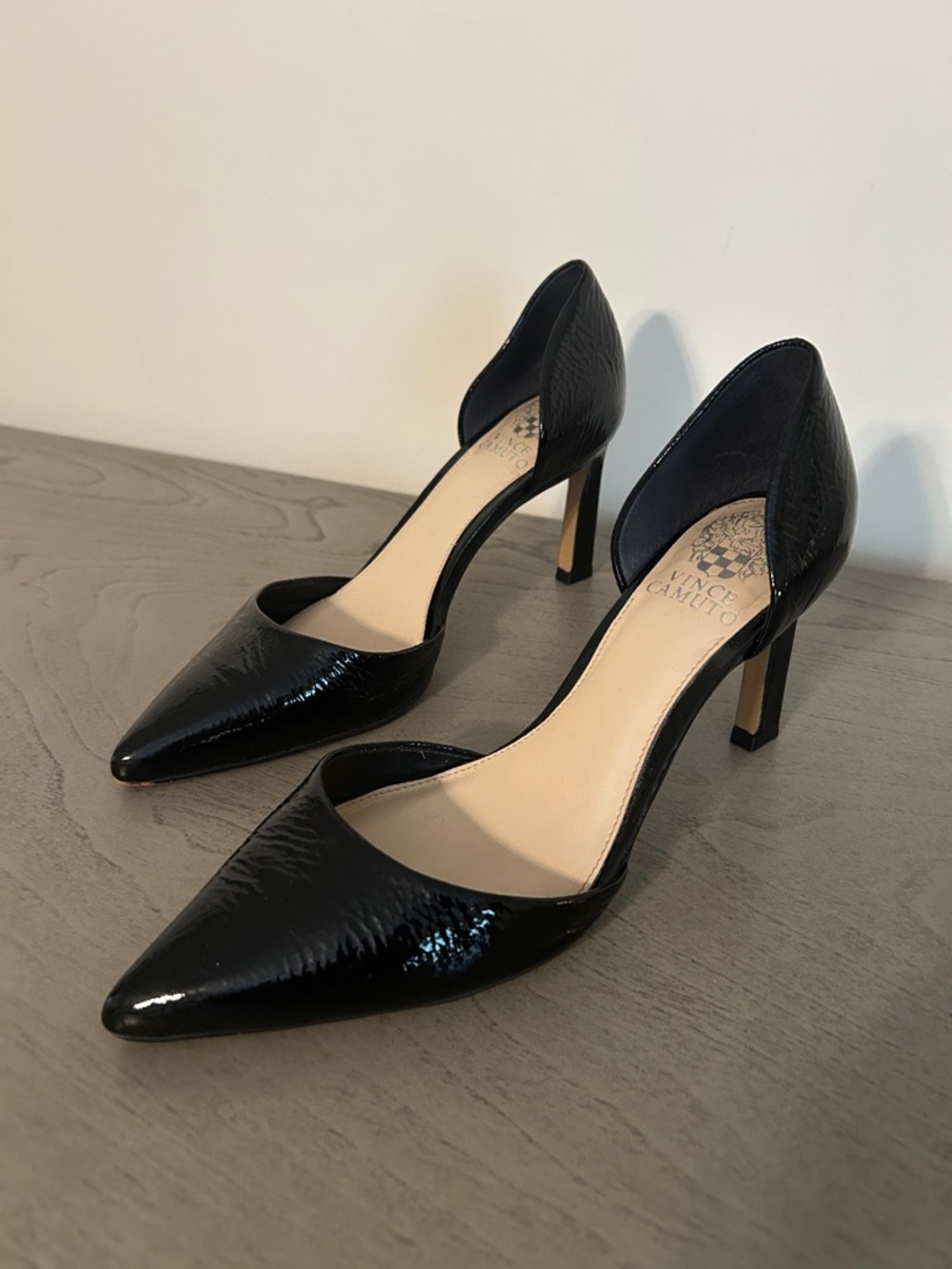 Vince Camuto Black Patent Pointed-Toe Women's Heels